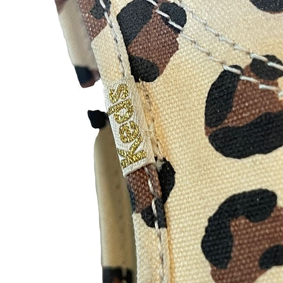 Kate Spade + Keds canvas animal print lace up casual sneakers cream/brown sz 10 - Picture 13 of 16
